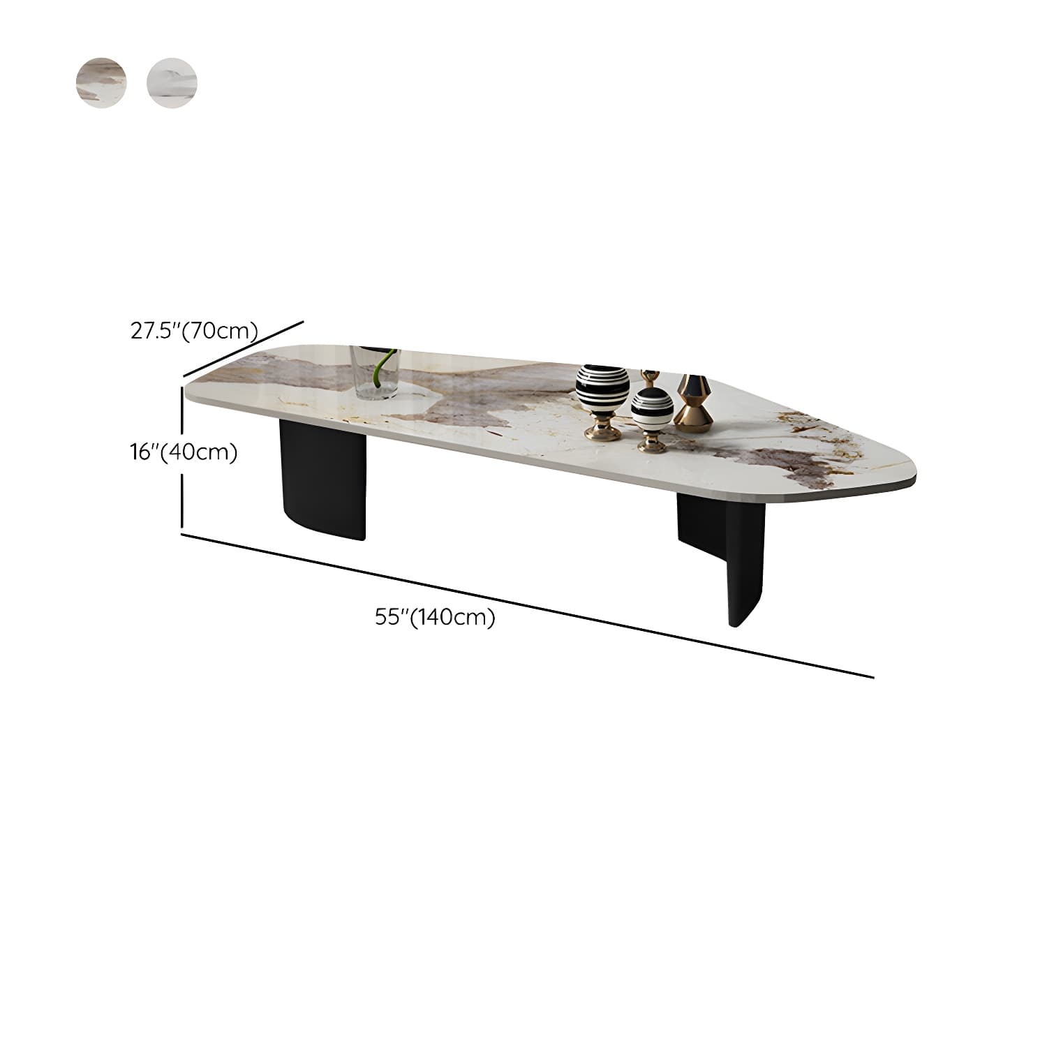 Glam Irregular Slate Top Cocktail Table Sled 15.7" H Coffee Table thumbnail 15