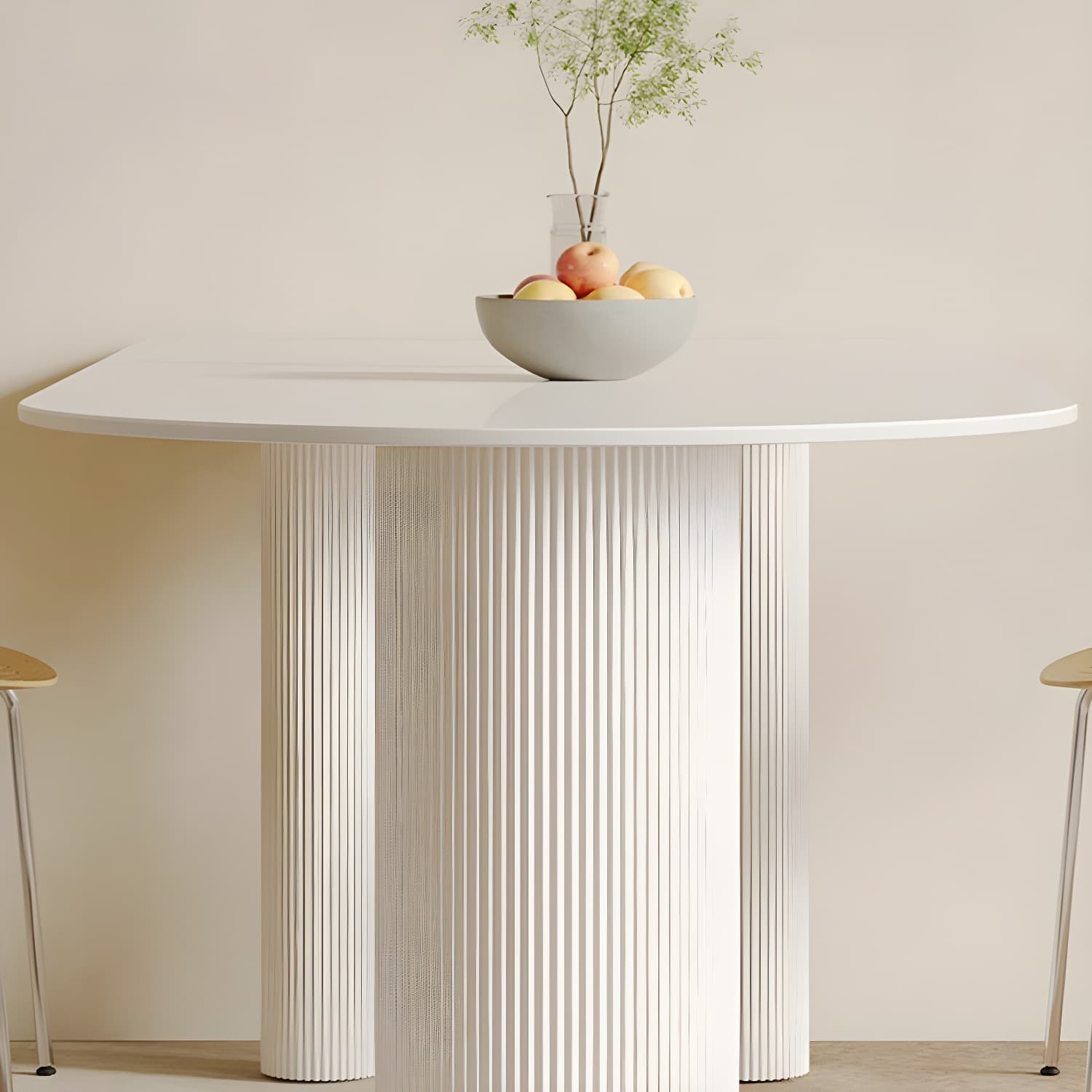 White Stone Surface 75cm Modern Kitchen & Dining Table with Metal Legs thumbnail 8