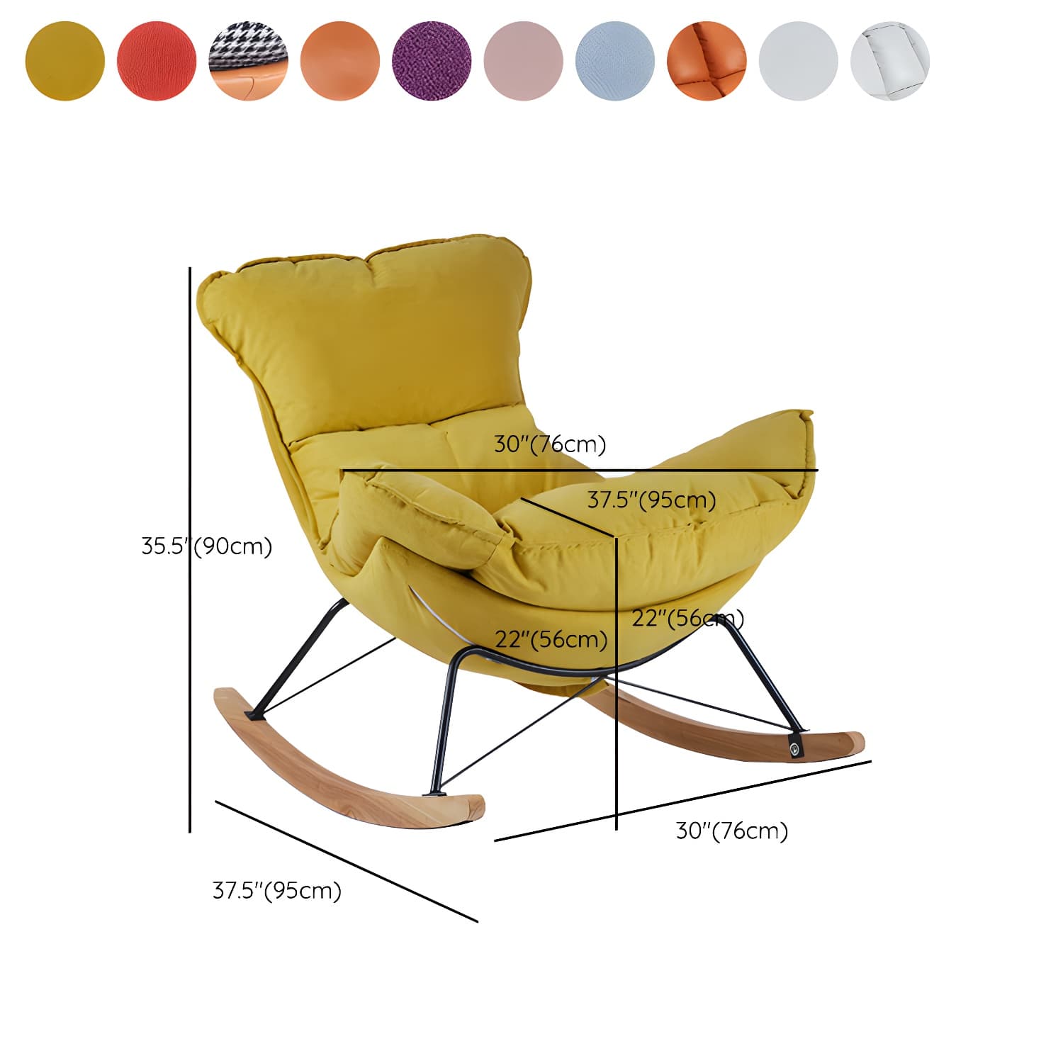 Modern Leather Rocking Chair Removable Cushions Rocker Chair for Drawing Room thumbnail 21