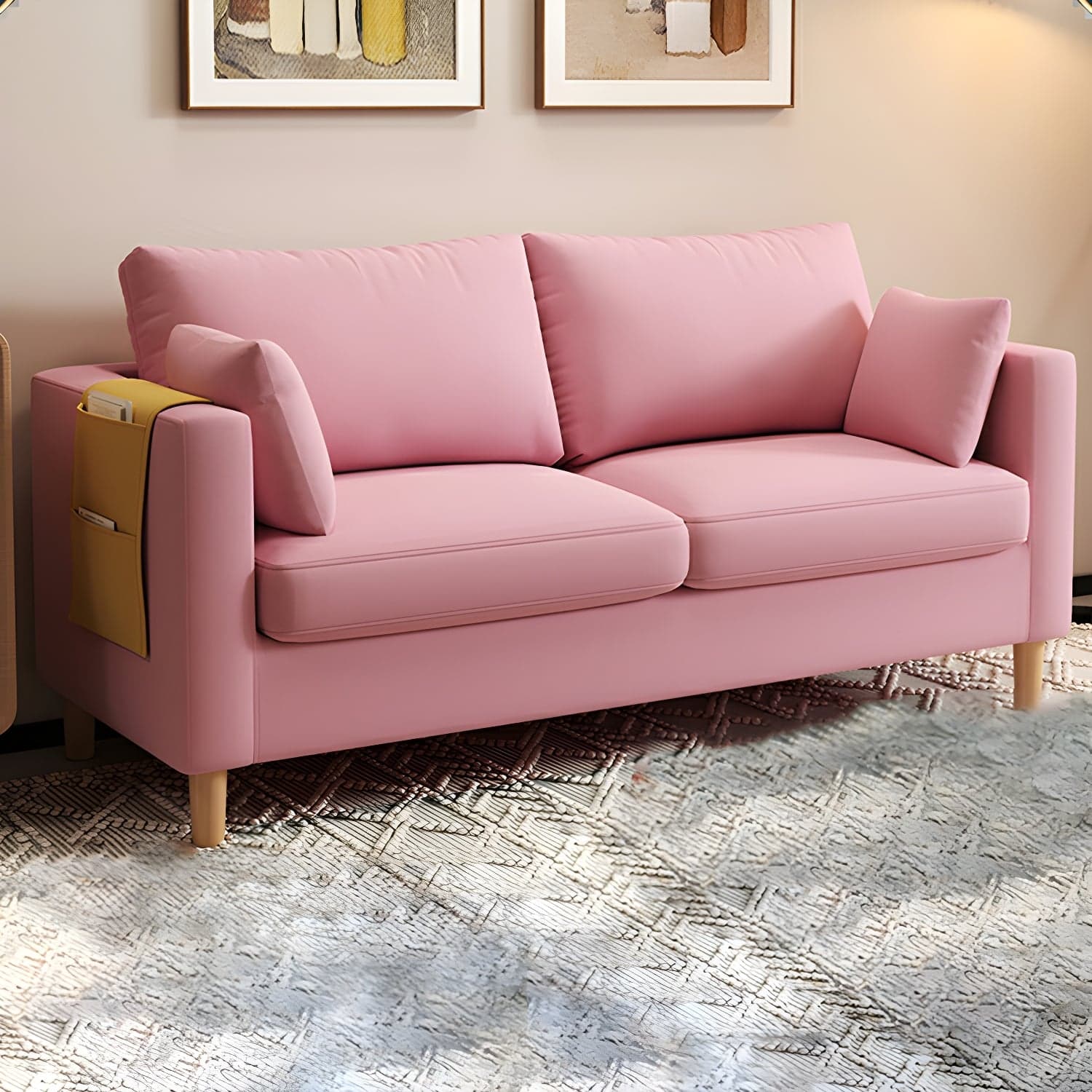 Contemporary Square Arm Loveseat with Machine Washable Cover and Pillows thumbnail 14