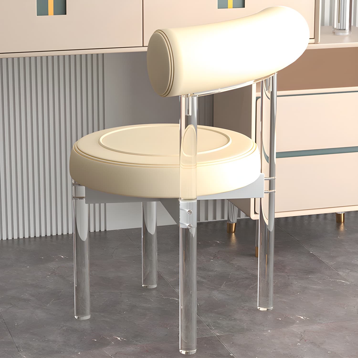 Clear Leg Modern Side Chair with Low Back and Upholstered Polyurethane Seat thumbnail 1