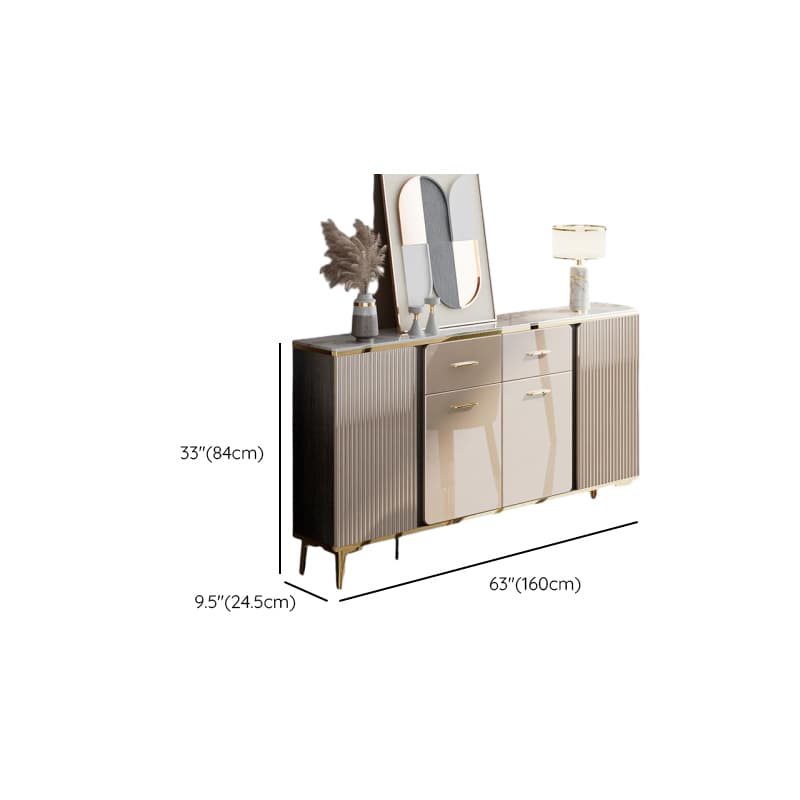 Luxury Off White Sideboard with Faux Marble Countertop and Standalone Design thumbnail 11