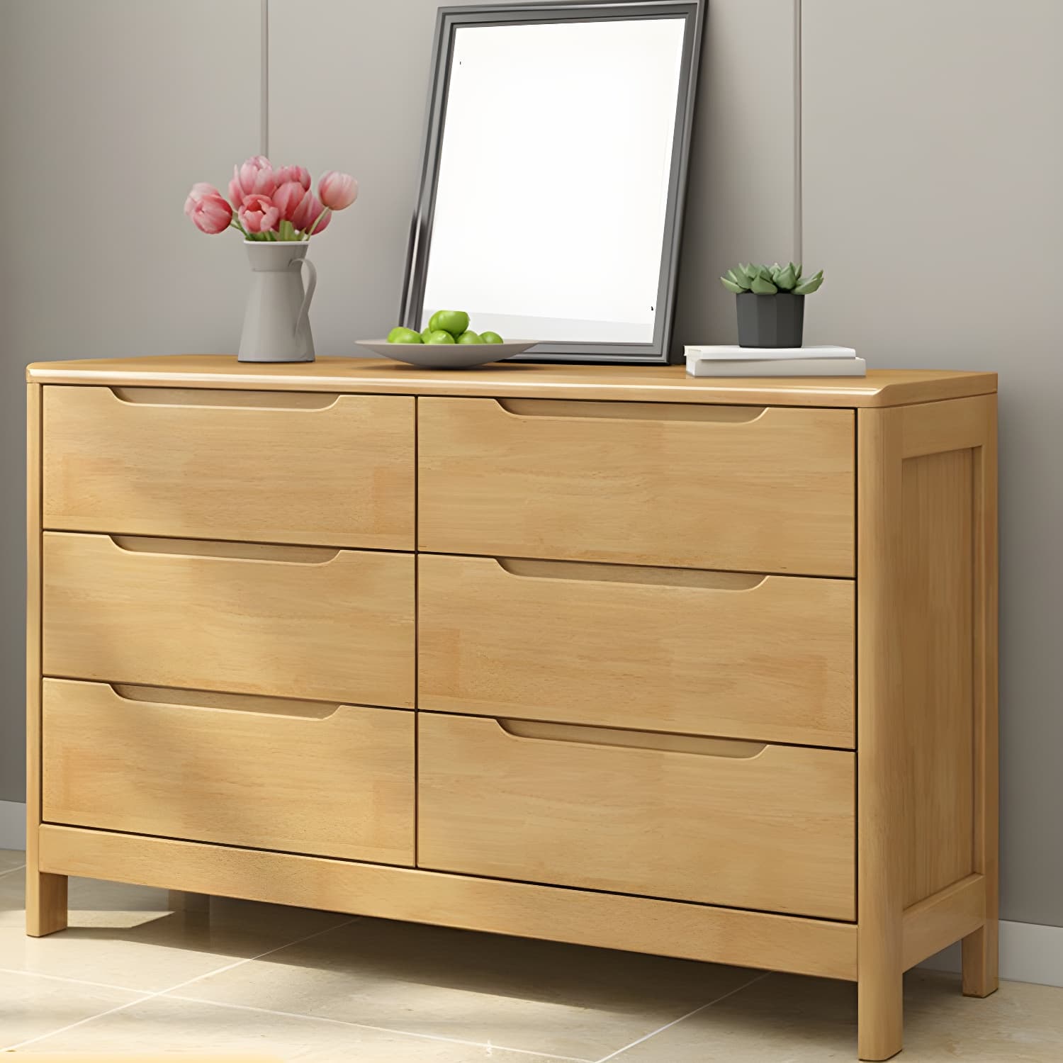 Mid-Century Modern Chest Rubberwood Squared Legs Grooves with Drawer Accent Chest thumbnail 13
