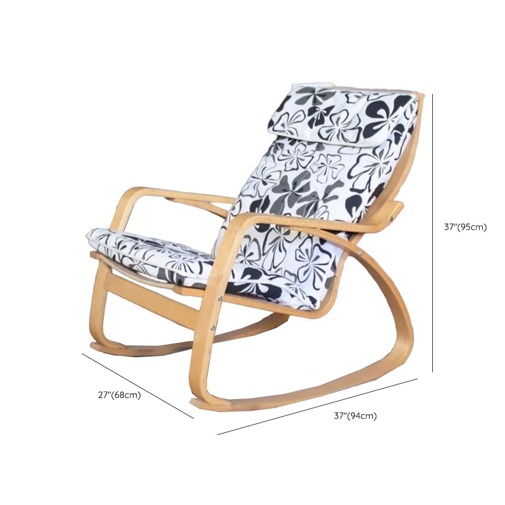 Ergonomic Natural Wood Rocking Armchair with Rear Back, Stationary thumbnail 10