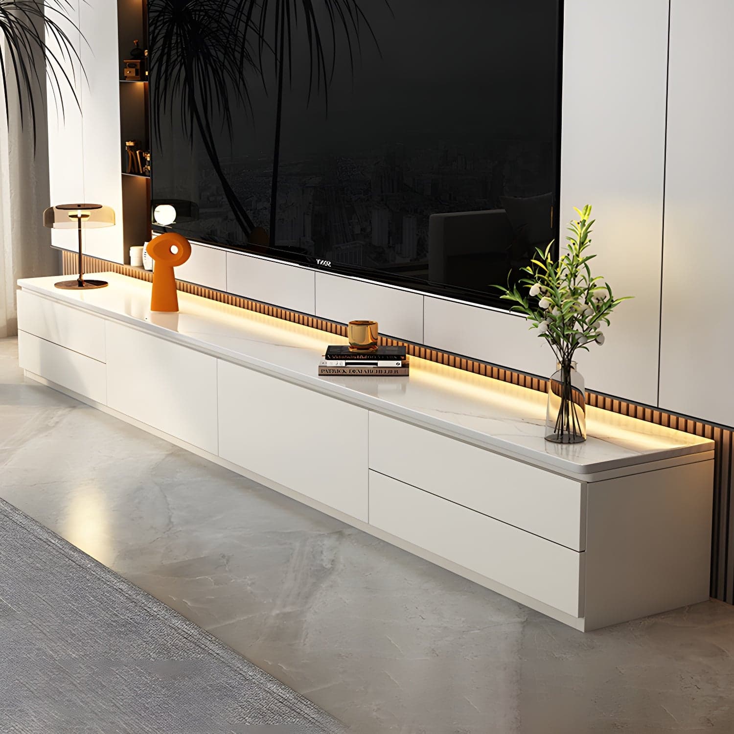 Modern 15.74" H Wood Media Console TV Stand with Drawers and Doors thumbnail 2
