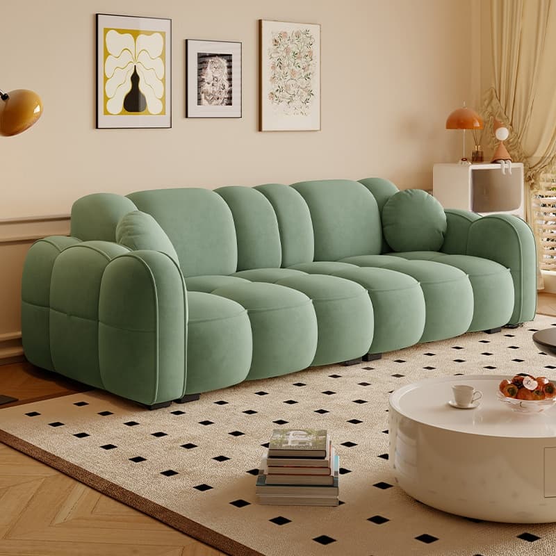 Modern Solid Color Tear Resistant Standard Sofa in Dark Grey/Light Brown/Ivory, 4-seater/3-seater with 2 Pillows thumbnail 5