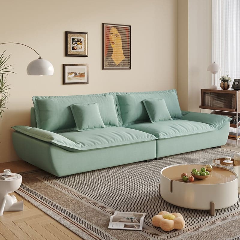 Modish Solid Color Stain Resistant Standard Sofa/Loveseat for 3-seater/4-seater/5 Person with 2 Pillows thumbnail 8