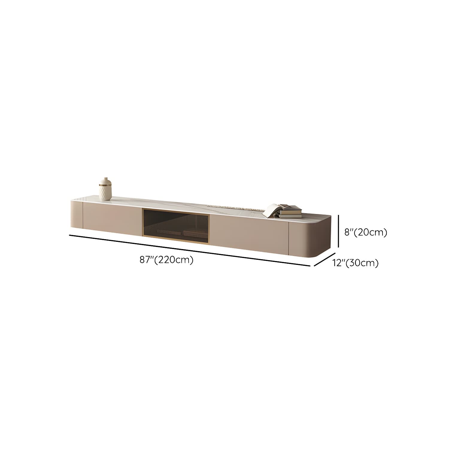 Brown Modern TV Stand with Floating Mount Design, Drawers, and Cable Management thumbnail 17