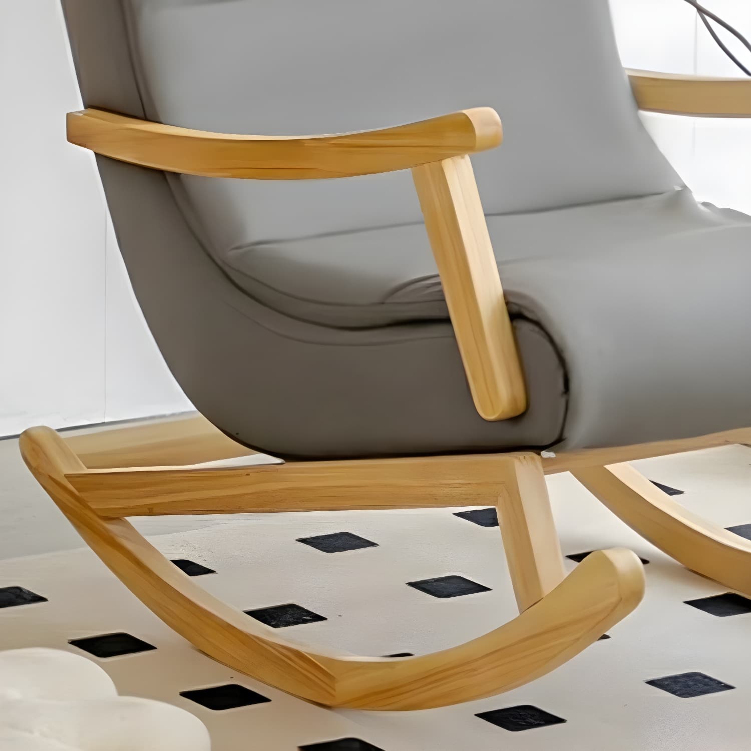 Modern Upholstered Rocking Chair with Track Arms and Ottoman for Stylish Interior Design thumbnail 13