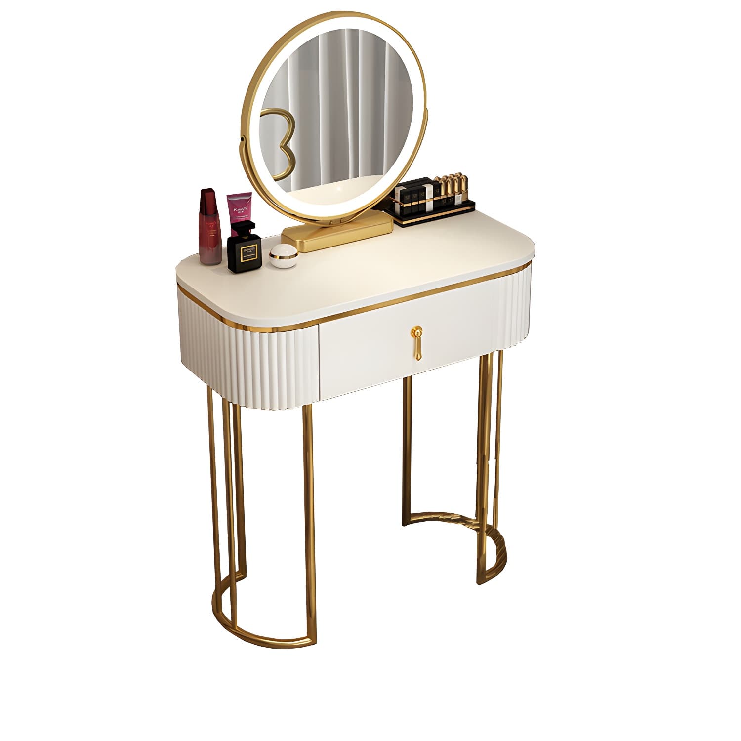 Glam 29.52" Height Makeup Vanity Set with Drawer and Mirror Vanity thumbnail 14