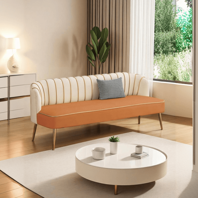 Modish Solid Color Stain Resistant Standard Sofa/Loveseat in Grey/Beige/Amber Color for 2/4-seater/3-seater with 1 Pillow thumbnail 12