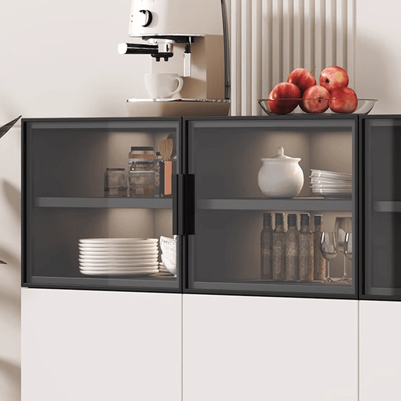 Modern Sideboard with Cupboard in Narrow/Standard/Wide Sizes, Larder Storage, Manufactured Wood Countertop, Glazed Door, and Alterable Shelf thumbnail 5