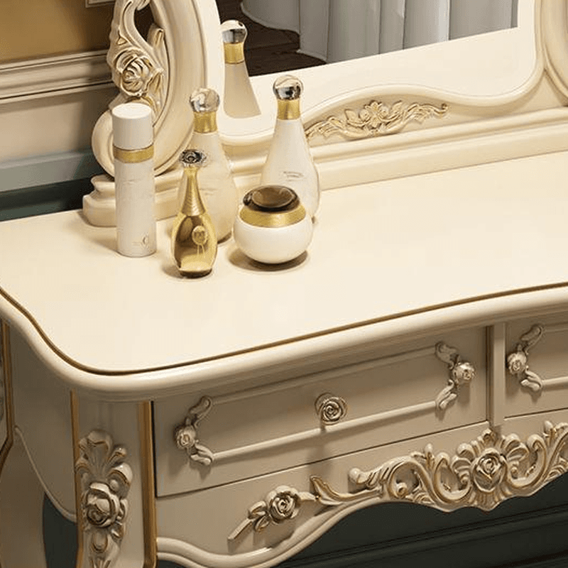 Standard/Small/Large Retro Cream Timber Vanity Set with Chair & Standing Mirror thumbnail 6