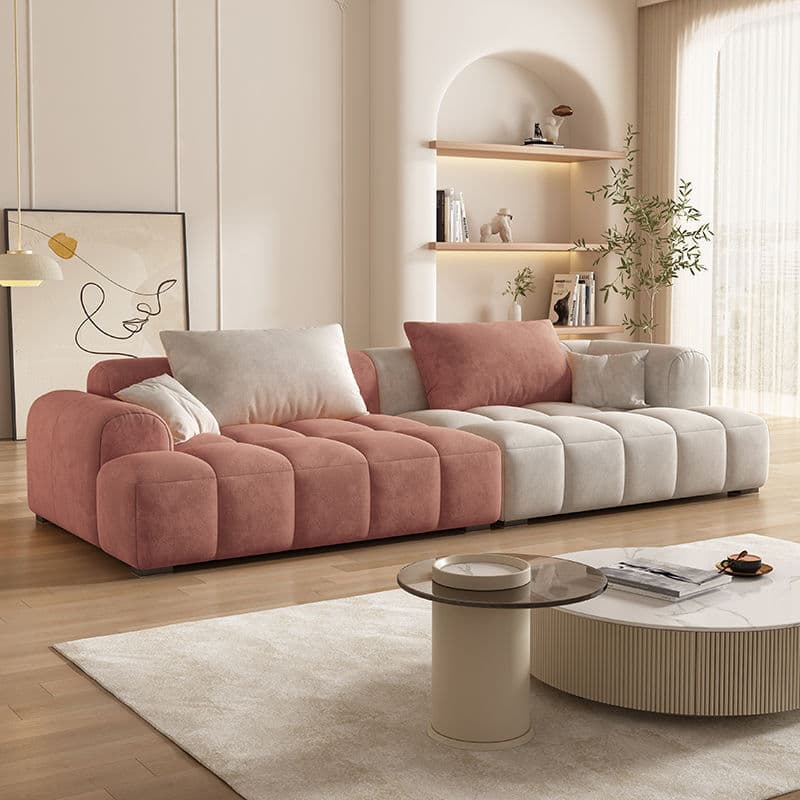 Vibrant Peony/Cerulean/Tangerine Color Sofa Couch with Round Arm and Concealed Support thumbnail 12