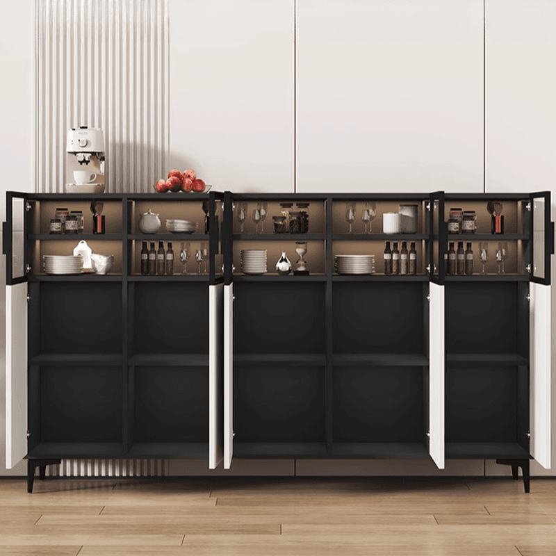 Modern Sideboard with Cupboard in Narrow/Standard/Wide Sizes, Larder Storage, Manufactured Wood Countertop, Glazed Door, and Alterable Shelf thumbnail 4