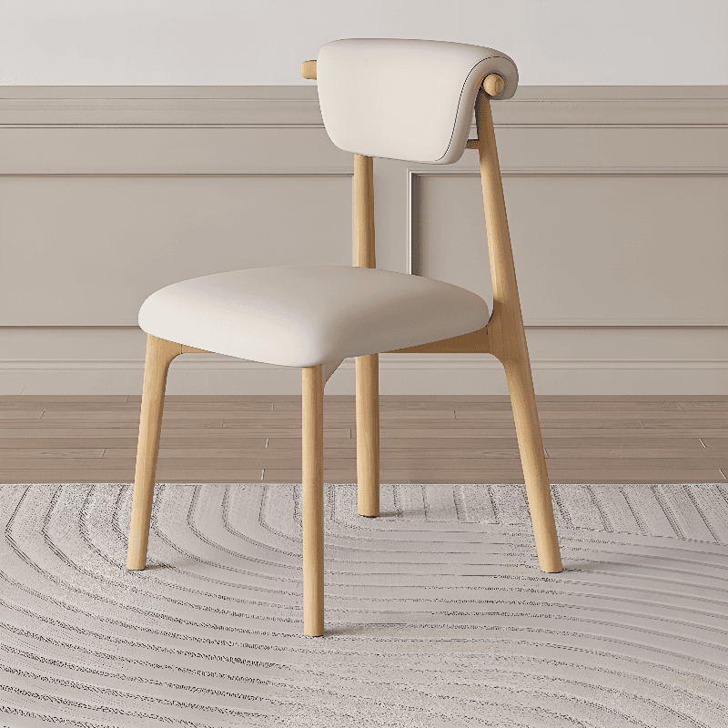 Casual Side Chair in Vinyl Leather with Wood Legs, Low Back, Framed and Balanced thumbnail 1
