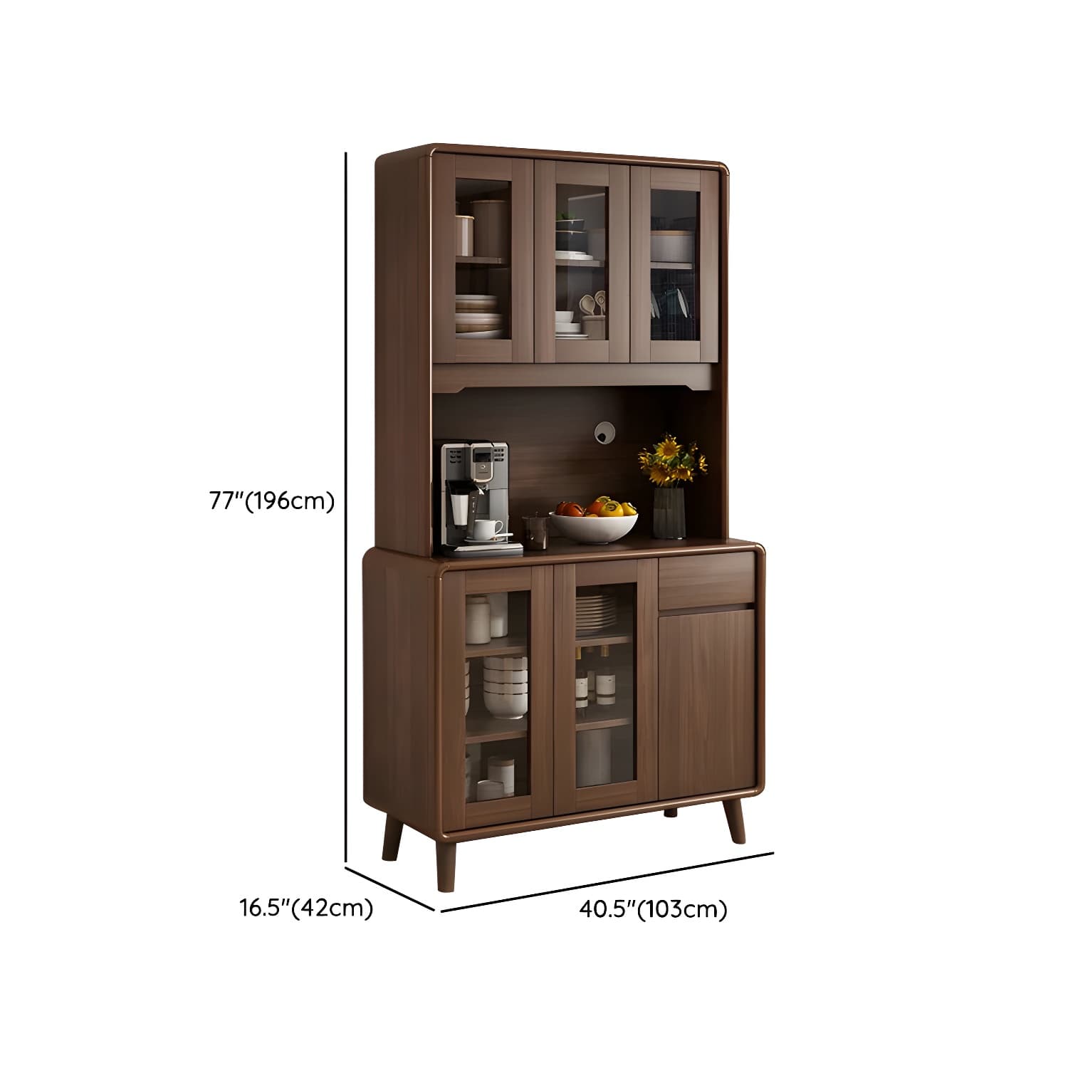 Modern Brown Wood Sideboard with Cabinets and Drawers - Stylish and Functional Buffet for Storage thumbnail 17