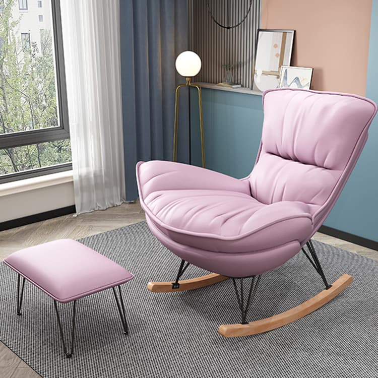 Natural Wood Armless Upholstered No Scratch or Stain Resistance Indoor Rocking Chair thumbnail 13