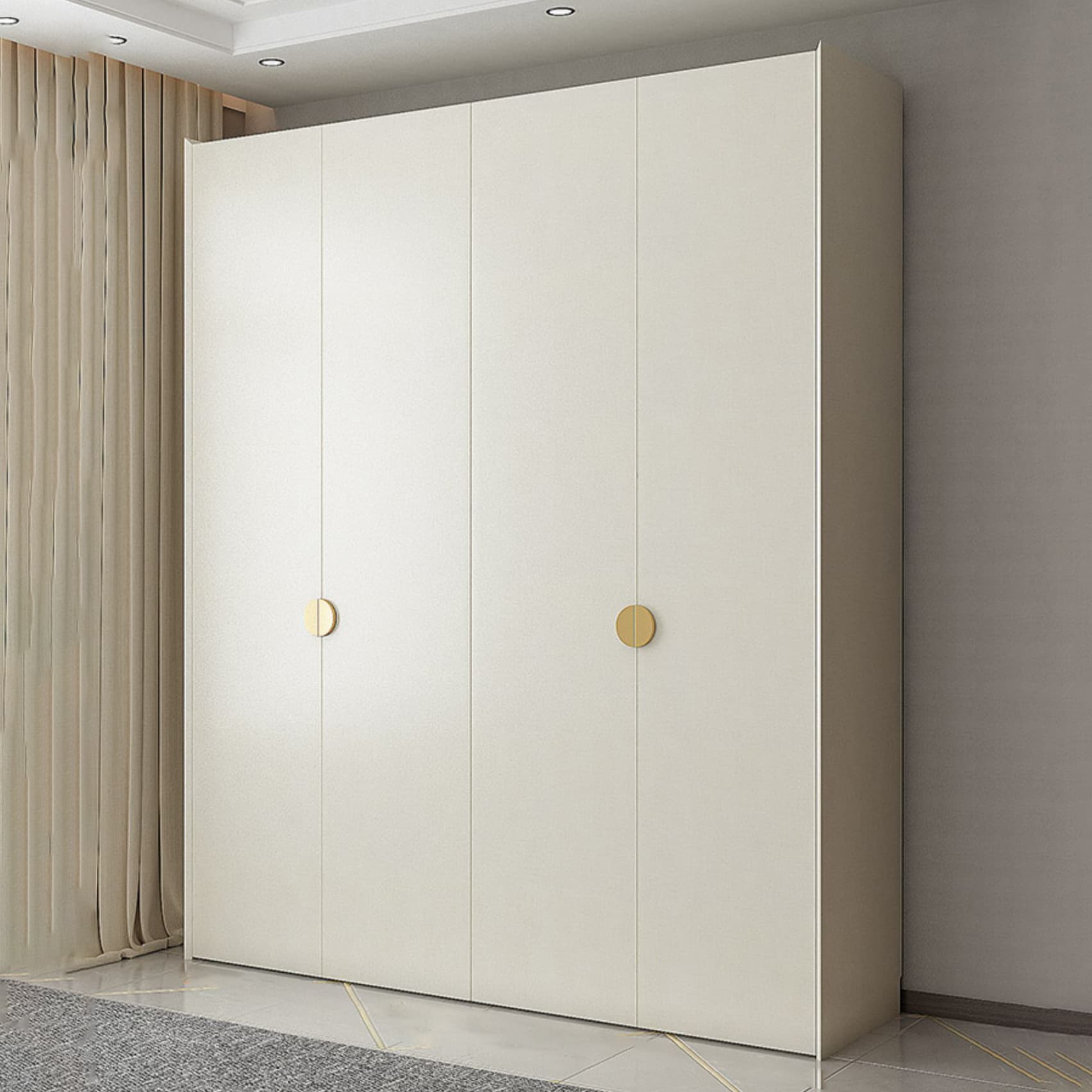 Engineered Wood Wardrobe Cabinet Modern Wardrobe Closet with Shelves for Home thumbnail 4
