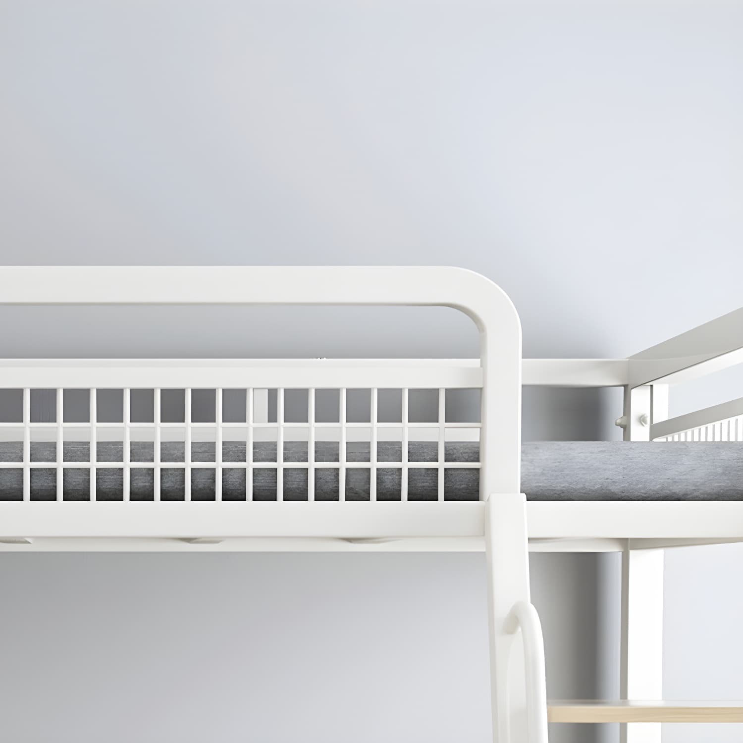 Contemporary Metal Bed 82.67" Tall Open-Frame Bed in Black/White thumbnail 7