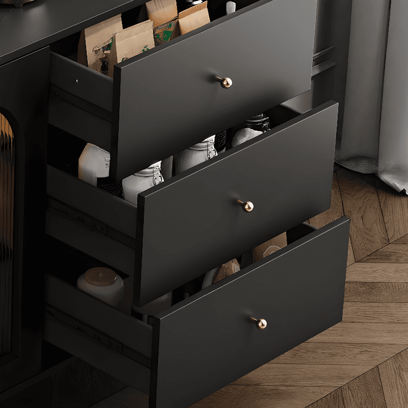 Standalone Accent Cabinet in Black with Glass Door, Alterable Shelf and Illuminating, Soft Close Drawer and 1 Cabinet/2 Cabinets in a Casual Style thumbnail 6