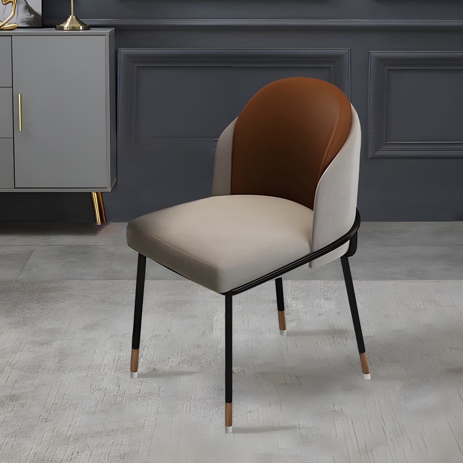 Glam Low-Back Upholstered Chair with Sleek Black Metal Legs for Kitchen & Dining thumbnail 6
