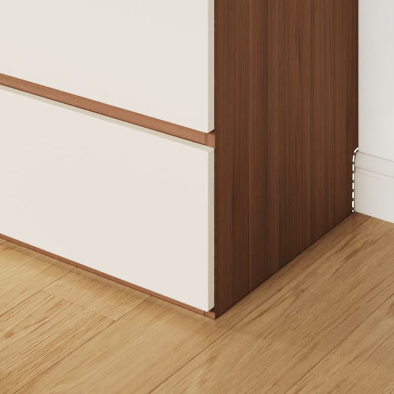White Minimalist Manufactured Wood Independent Wardrobe Closet with Soft Close Drawer, Soft Close Door, and Interior Shelves thumbnail 5