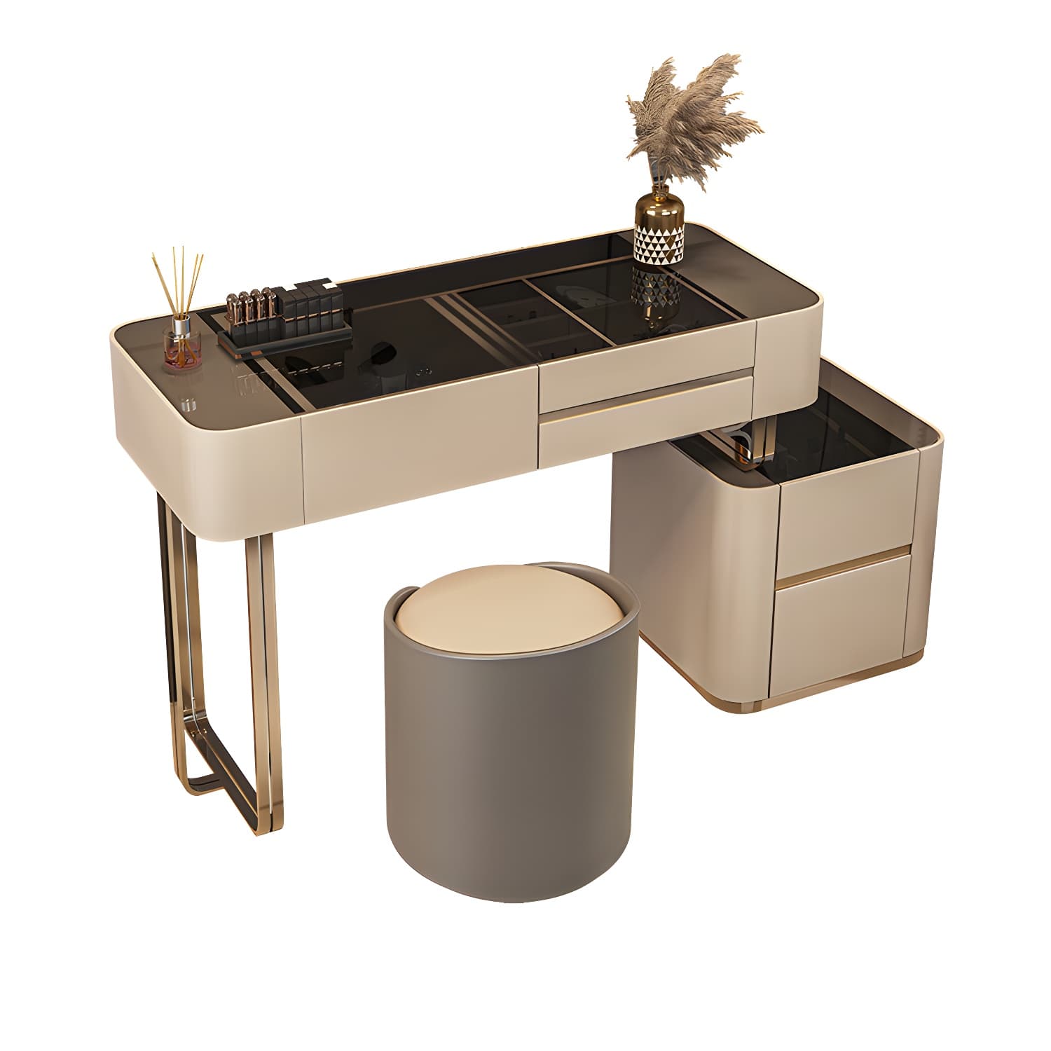 Luxurious Wood and Metal Make-up Vanity 5 Drawers & Lighted Mirror Dressing Table thumbnail 13