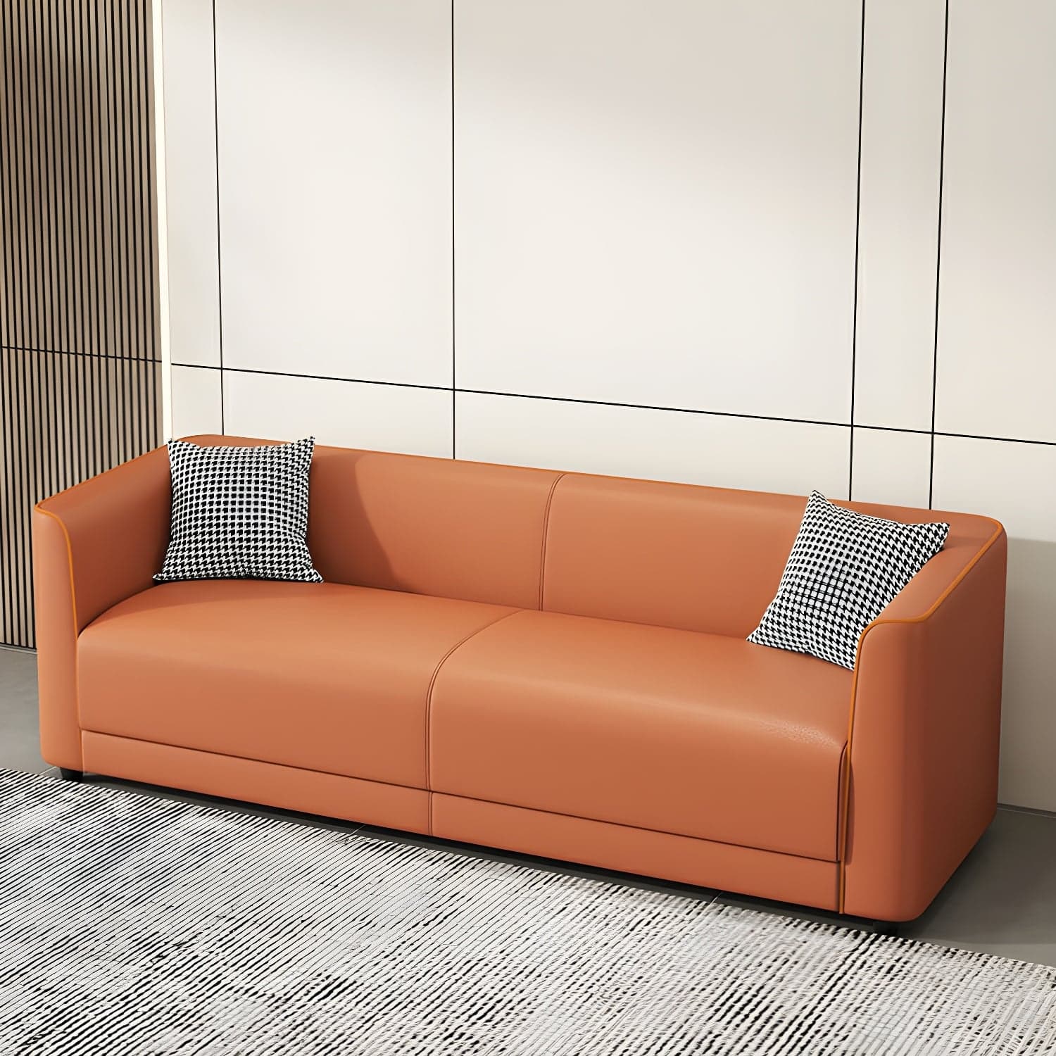Tuxedo Arm Sofa with Tight Back 25.98" High Contemporary Faux Leather thumbnail 8