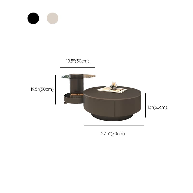 Rounded Coffee Table with 2 Drawers for Indoor Use in a Modern Style thumbnail 11