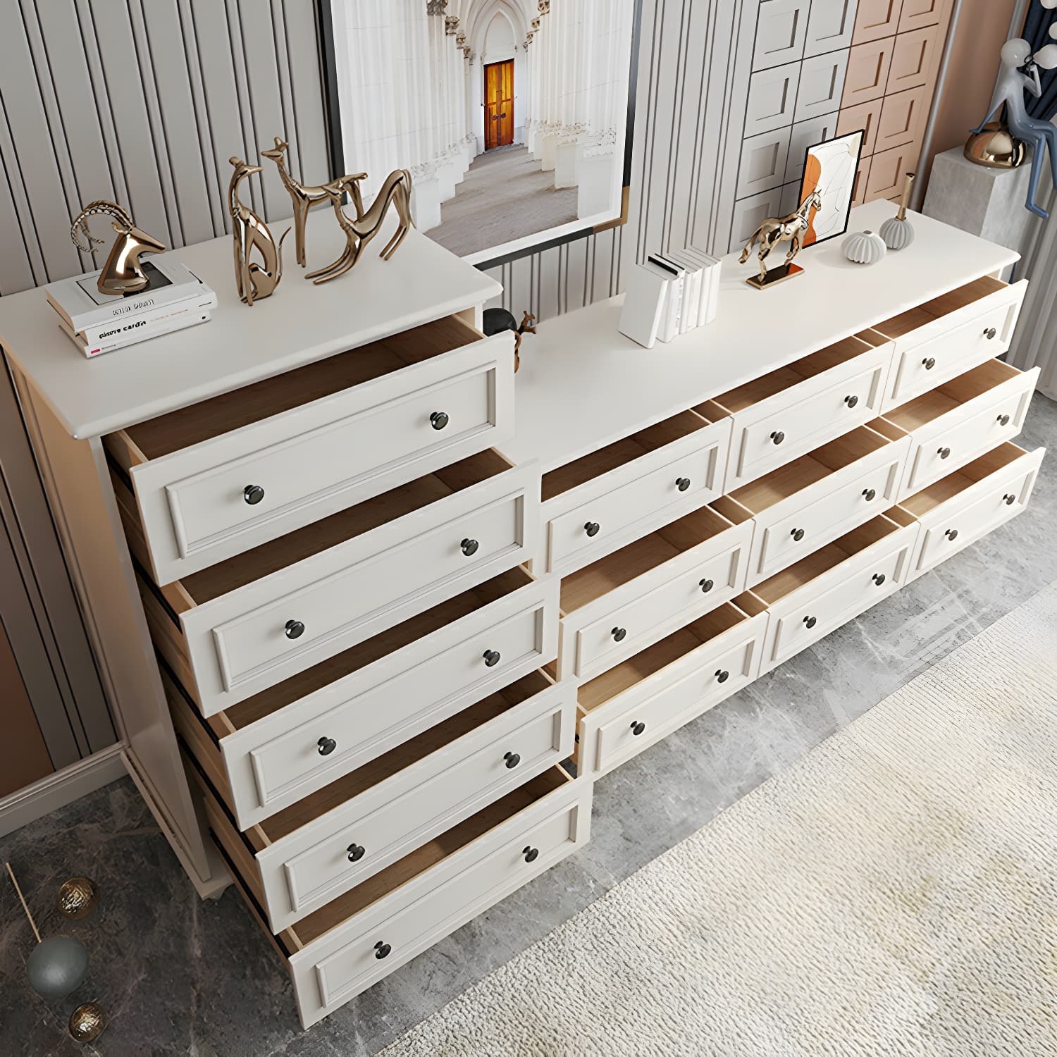 Solid Wood and Soft-Close Drawers Modern Chest with Wood Top thumbnail 7