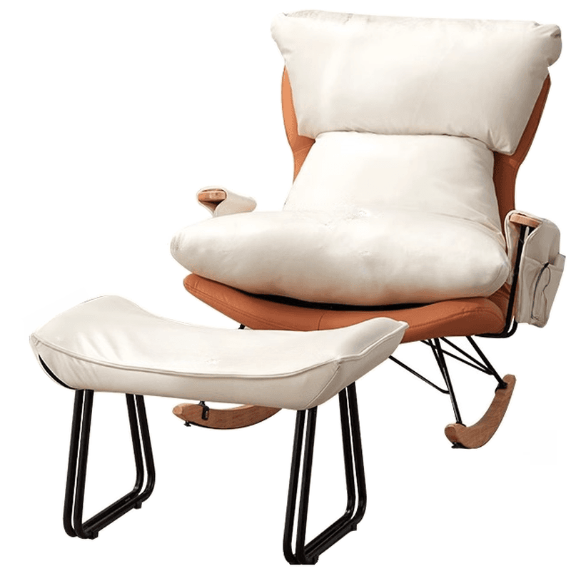 1 Piece Set/2 Piece Set Water Resistant Padded Living Room Rocking Chair in Chalk/Grey/Citrus Color with Upholstered Back and Track Arm in a Simple Style, Ottoman Included/Not Included thumbnail 10
