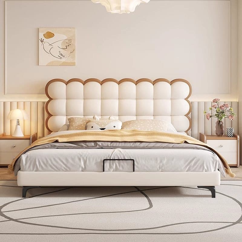 Solid Color Storage Included Panel Bed with Stitch-tufted Panel Headboard and Sponge Upholstery thumbnail 1
