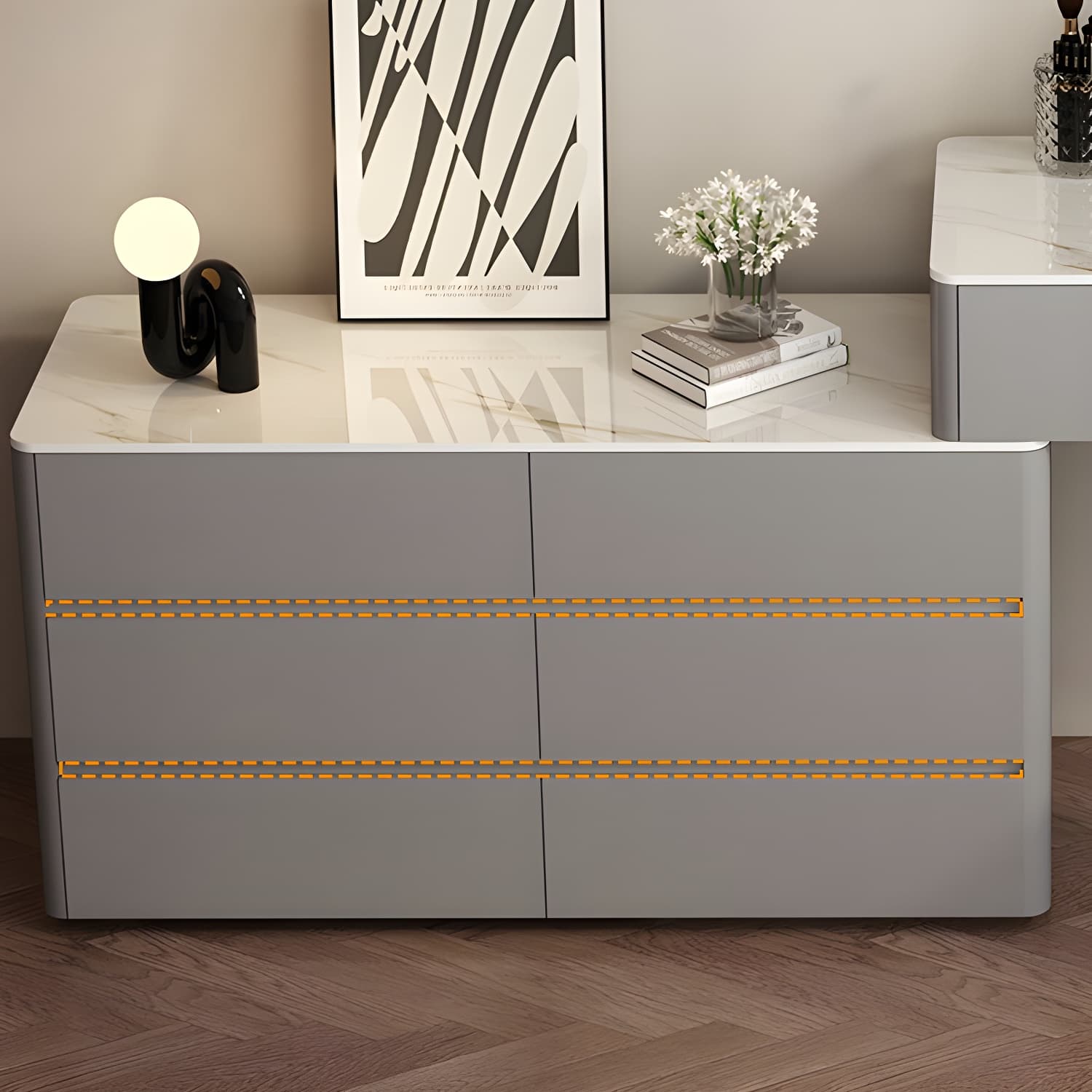 Modern Wood Makeup Vanity with Soft Close Drawer Glides & 2 Drawers thumbnail 9