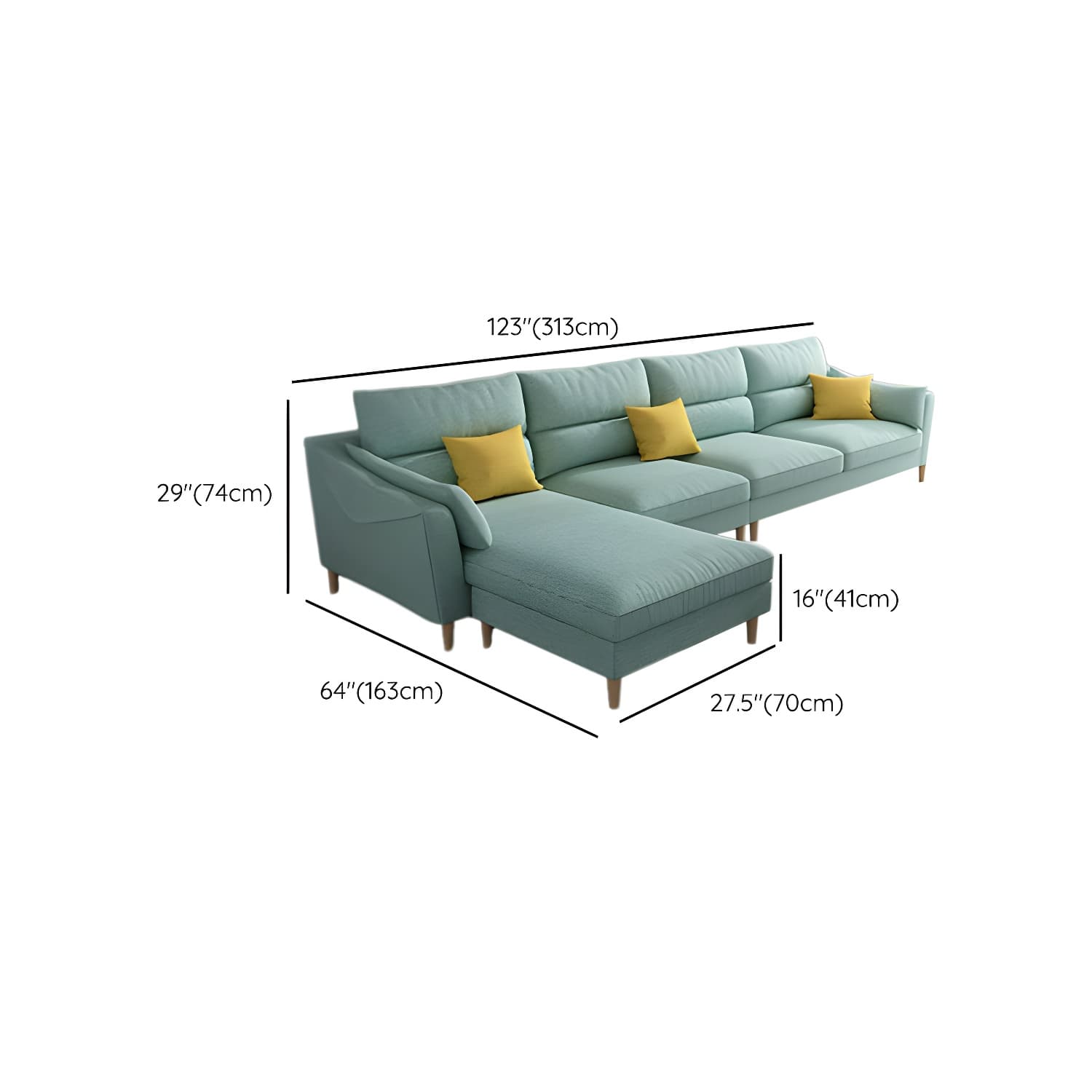Scandinavian Wood Frame Straight Modular Sofa with Slipcover and Ottoman in 3 Piece Set thumbnail 22