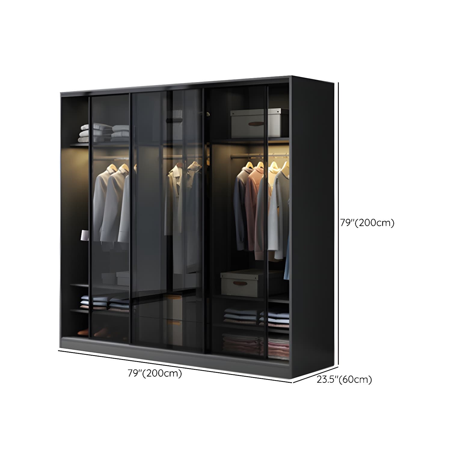 Contemporary Wood and Tempered Glass Wardrobe Freestanding Wardrobe Armoire without Light thumbnail 15