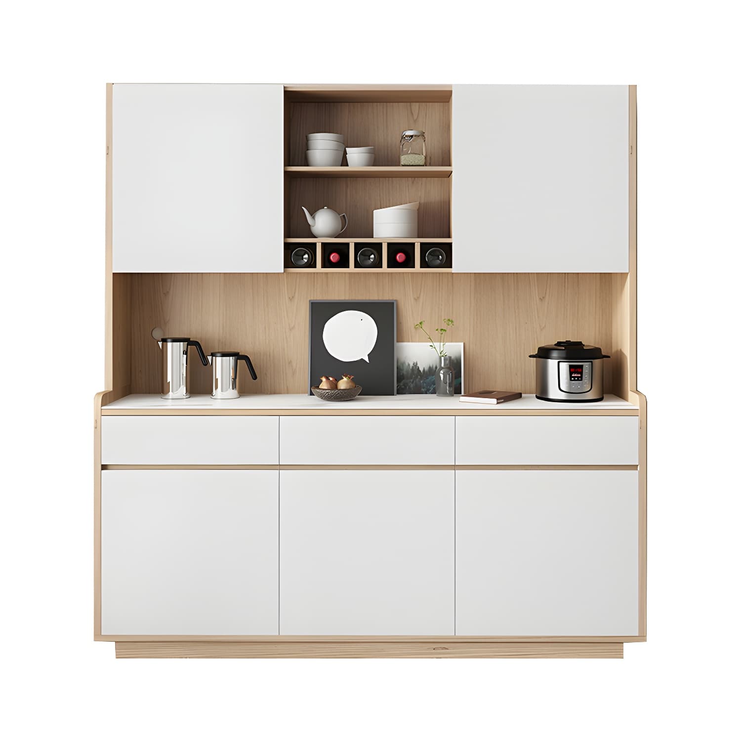 Five Doors Three Drawers Sideboard Glam Buffet Server for Living Room thumbnail 15