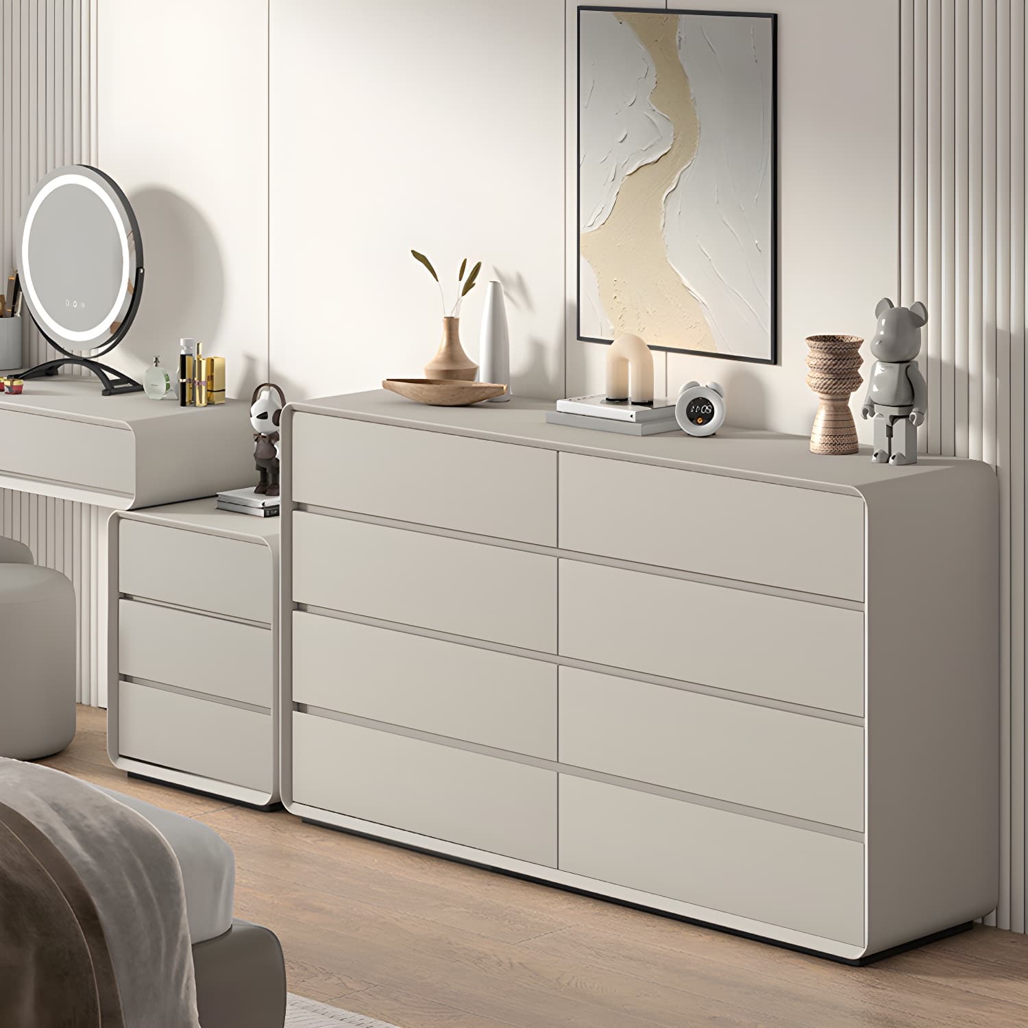 Modern Double Dresser with Drawers - Wood Finish, Horizontal Orientation, No Distressing thumbnail 8