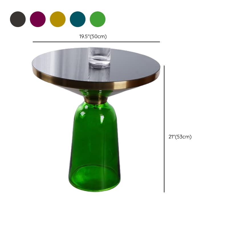 Simplistic Single Side Table with Hardened Glass and Plinth Base, Rounded Top thumbnail 17
