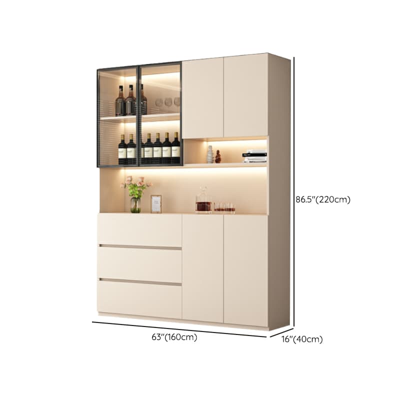 Off-White Contemporary Wood Buffet Sideboard with Cabinets and Shelves thumbnail 23