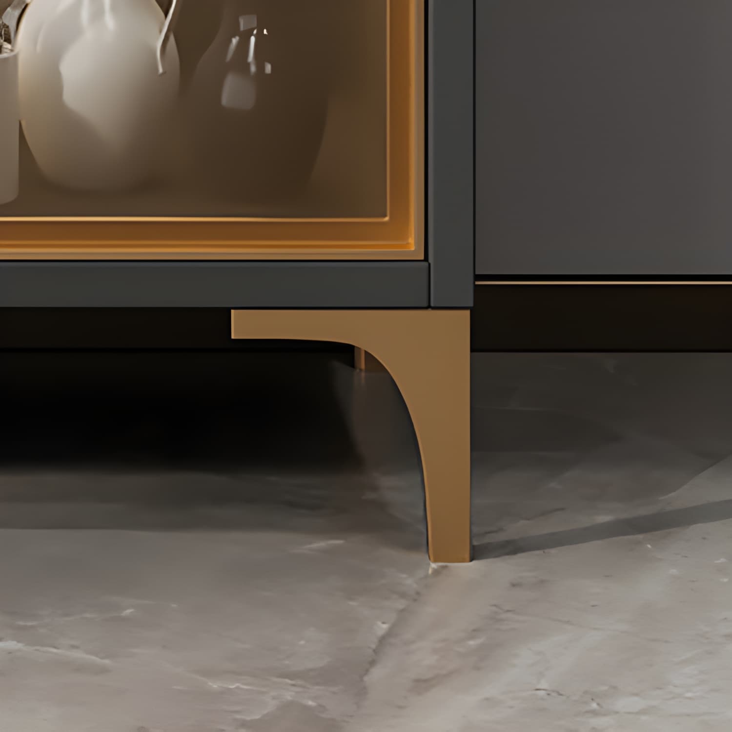 Glam Style Sideboard Wood Glass Doors Side Board with Cabinets and Drawers without Light thumbnail 13