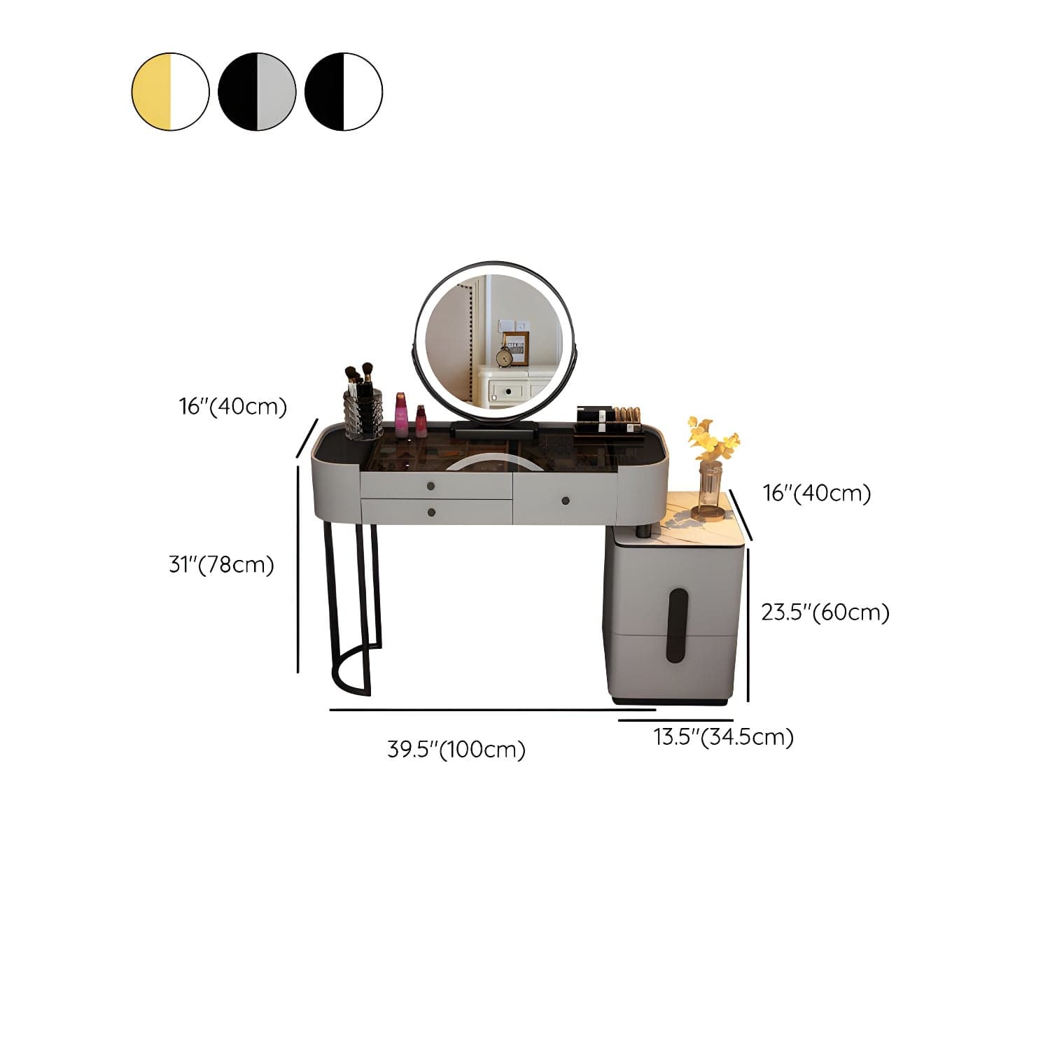 Contemporary Wood Make-up Vanity 15.75" Wide Make-up Vanity with Drawers thumbnail 24