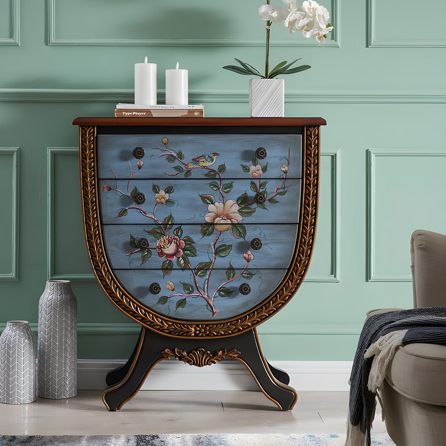 Rustic Wood Chest Vertical Chest with Drawers for Living Room thumbnail 19