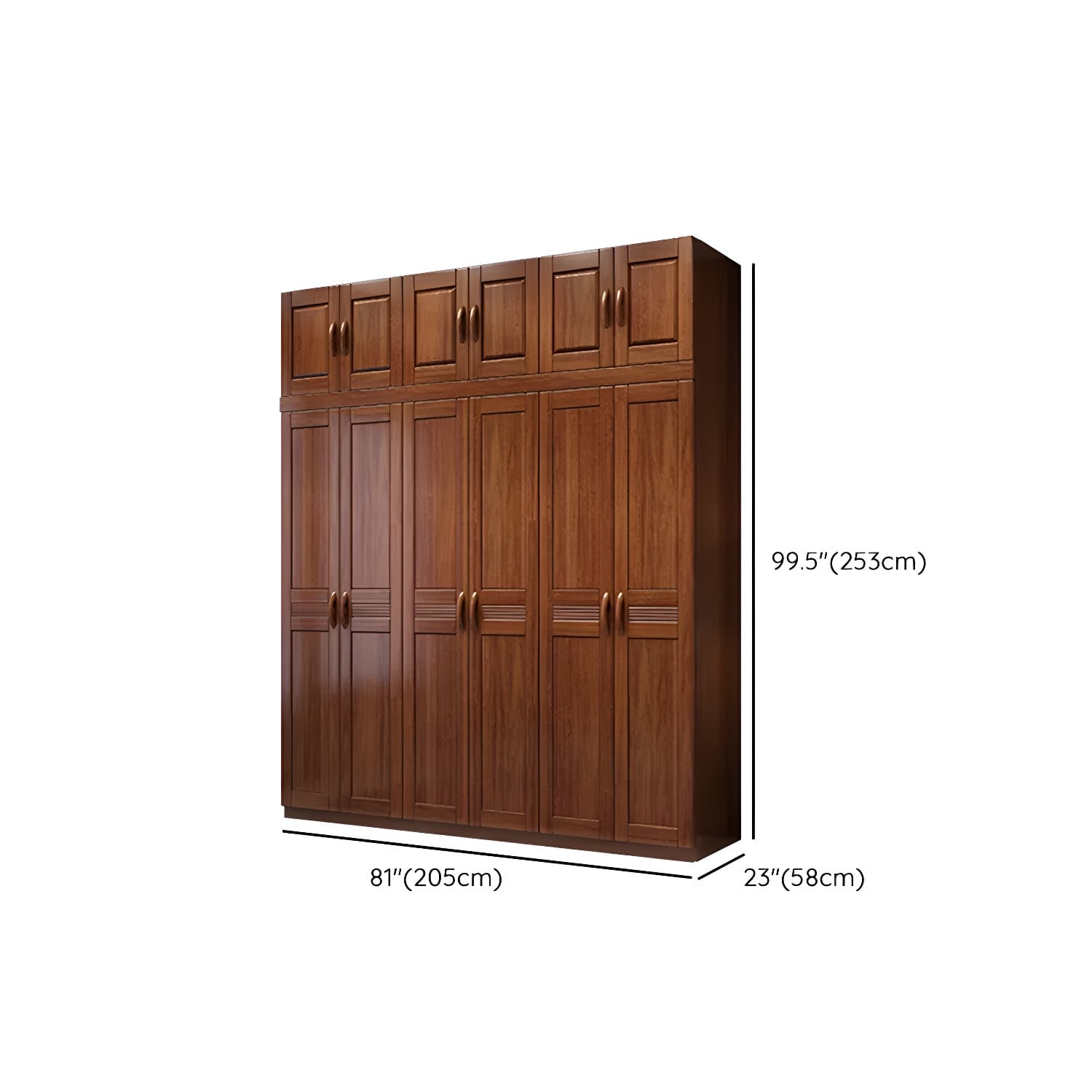 Wood Brown Rustic Wardrobe Armoire with Drawers & Shelves, Walnut Finish thumbnail 15