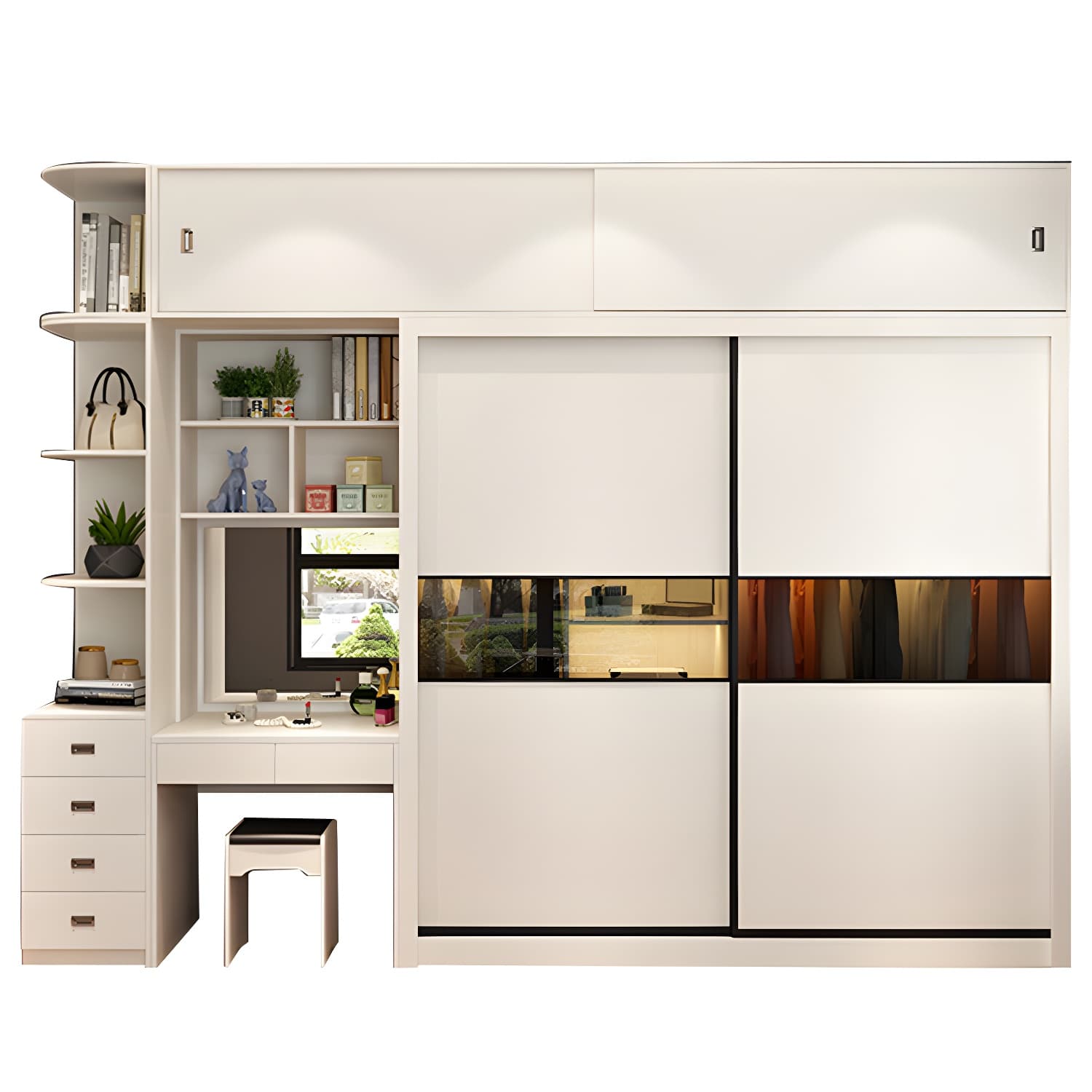 Contemporary Home Engineered Wood Wardrobe Freestanding Wardrobe Closet thumbnail 5