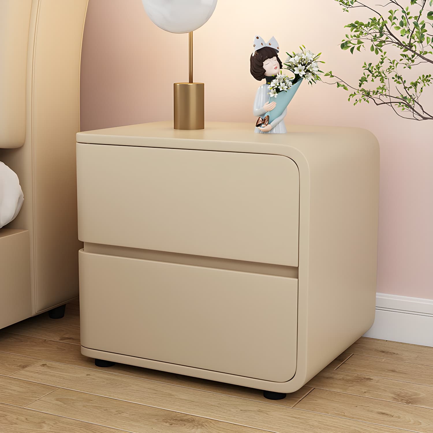 Contemporary Drawer Storage Bedside Cabinet Pine Accent Table Nightstand for Bedroom thumbnail 6