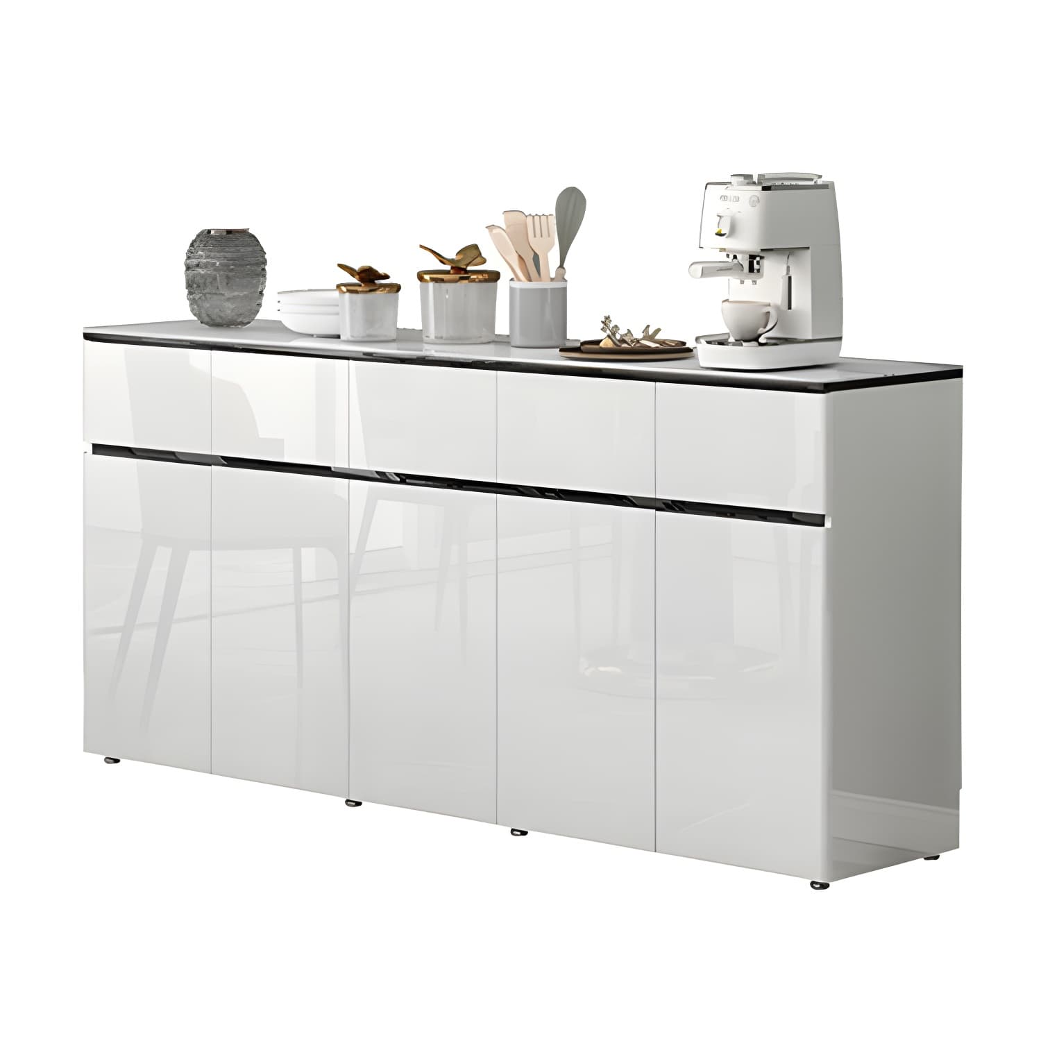 Contemporary Glass Top Sideboard Cabinet with Drawer for Living Room thumbnail 14