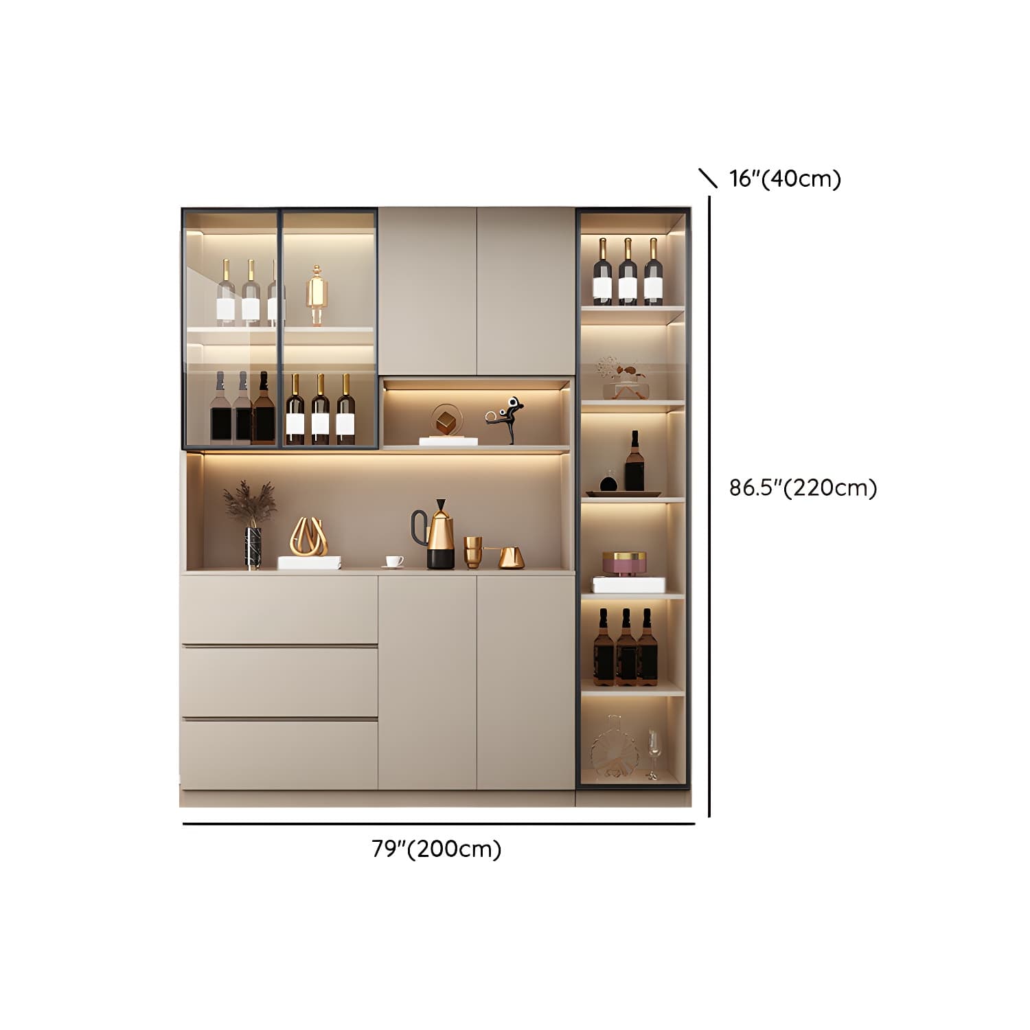 Modern Wood Cabinet with Glass Doors and Non-adjustable Shelves thumbnail 15