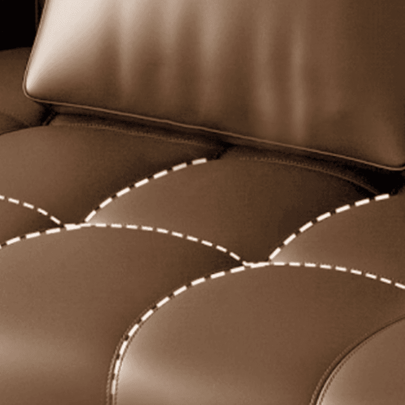 Tear Resistant Standard Sofa in Coffee Leather with 4 Pillows thumbnail 3