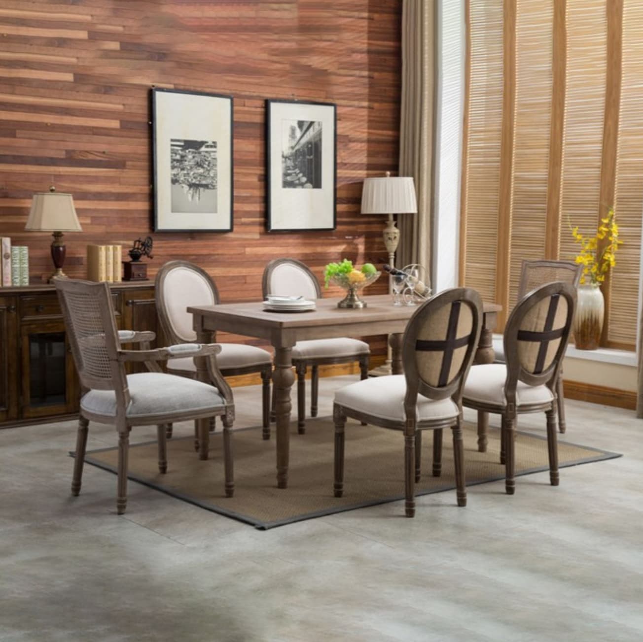 Farmhouse Dining Chair with Wood Legs King Louis Back Side Chair for Home Use thumbnail 16